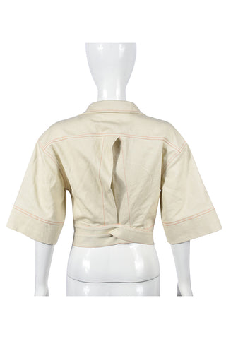 Cropped Open Front Jacket with Buckle Detail