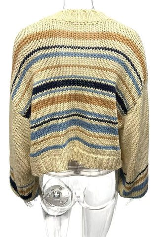 Striped Button-Front Cardigan