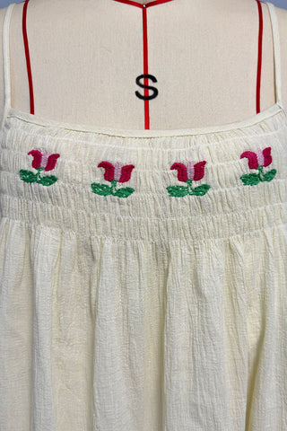 Ruffle Hem Embroidered Maxi Dress