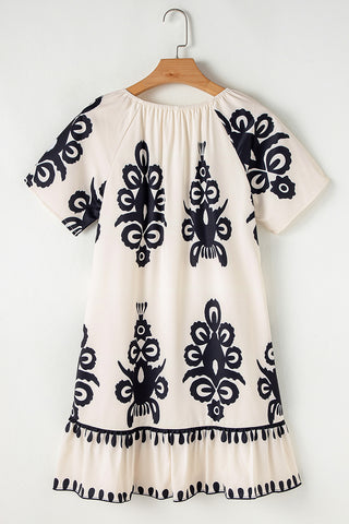 Ruffle Hem Tribal Print Dress