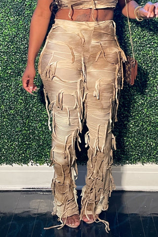 Distressed Fringe Casual Pants