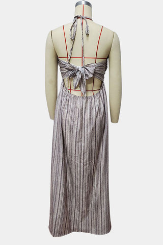 Halter Dress with Pleated Detail