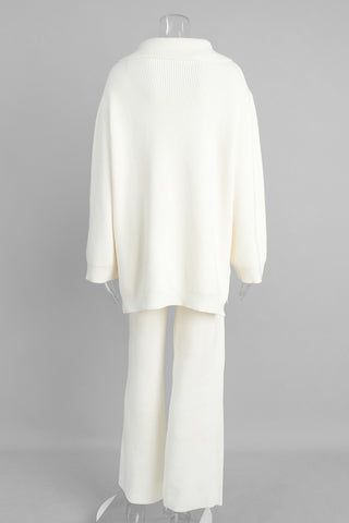 Zip-Up Relaxed Pants Set