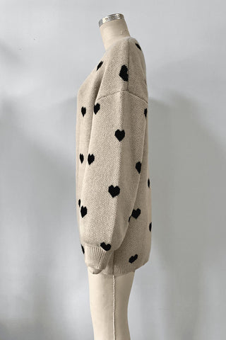 Heart Pattern Longline Cardigan