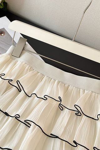 Tiered Layer Casual Skirt with Ruffle Detail