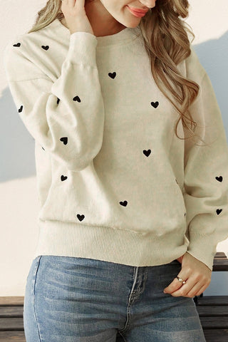 Heart-Patterned Cozy Sweater