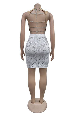 Embellished Sleeveless Mini Skirt Set