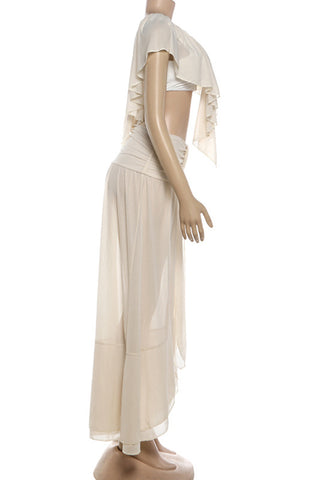 Ruffle-Trim Backless Skirt Set