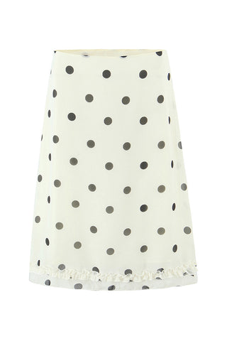 Polka Dot Midi Skirt with Ruffle Hem