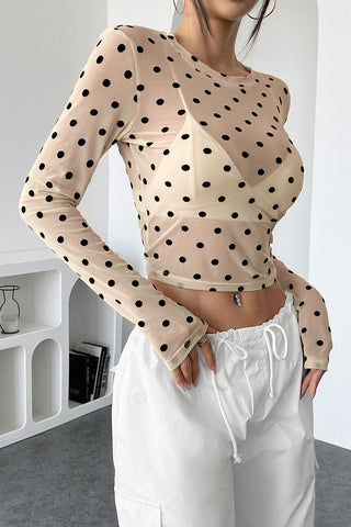 Sheer Polka Dot Long Sleeve Top