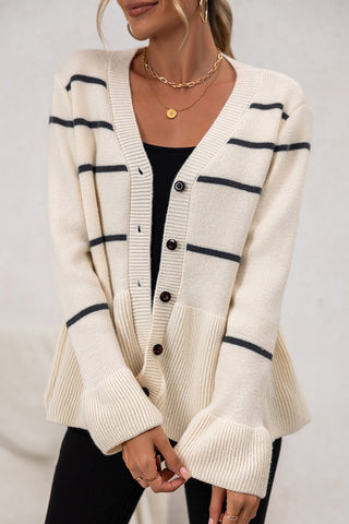 Striped Button-Up Cardigan