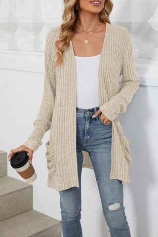 Open-Front Ribbed Cardigan