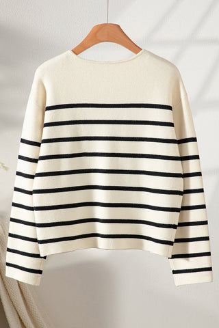 Striped Button-Front Cardigan