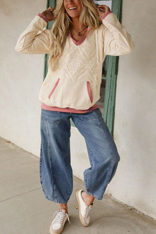 Lace-Detail Hooded Sweatshirt