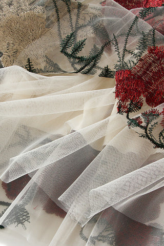 Floral Embroidered Midi Skirt