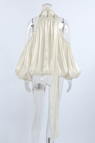 Off-Shoulder Pleated Blouse