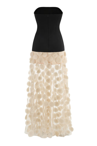 Strapless Evening Gown with Polka Dot Skirt