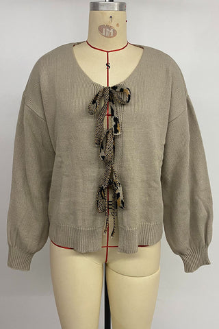 Tie-Front Casual Cardigan