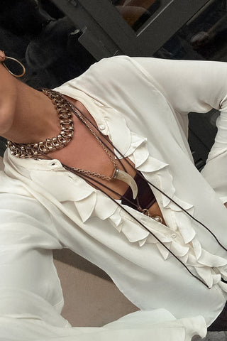 Flounce Detail Blouse with Bell Sleeves