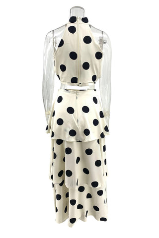 Halter Neck Polka Dot Skirt Set