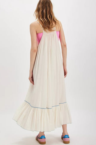 Ruffle Hem Embroidered Maxi Dress