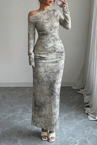 Tie-Dye One-Shoulder Fitted Skirt Set