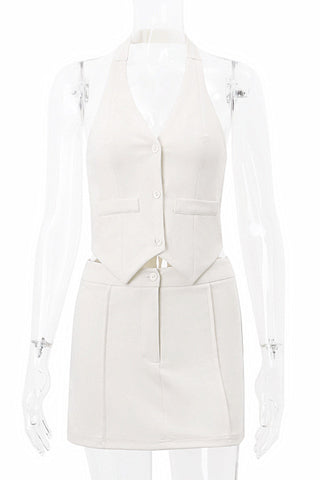 Chic Halter Vest and Skirt Set
