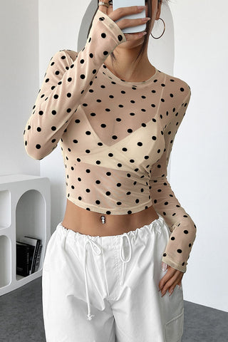 Sheer Polka Dot Long Sleeve Top