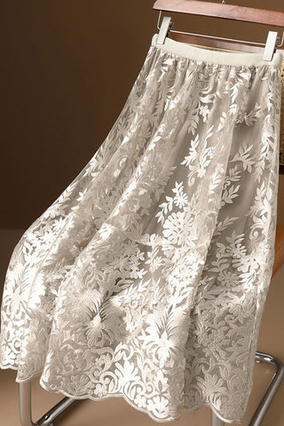 Floral-Patterned Midi Skirt