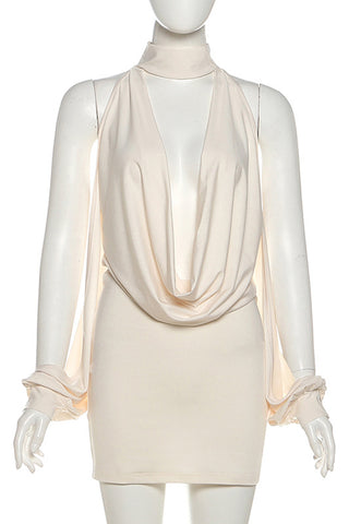 Draped Neck Evening Dress