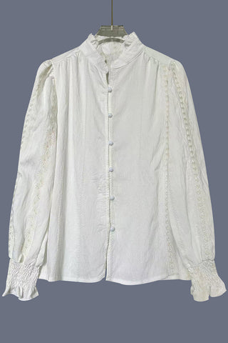 Patterned Button-Front Blouse