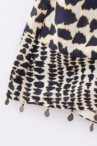 Tie-Waist Patterned Casual Skirt