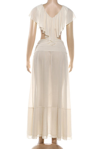 Ruffle-Trim Backless Skirt Set