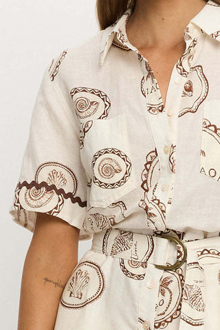 Paisley Print Belted Shirt Romper