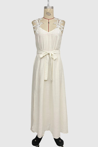 Lace-Trimmed Casual Midi Dress