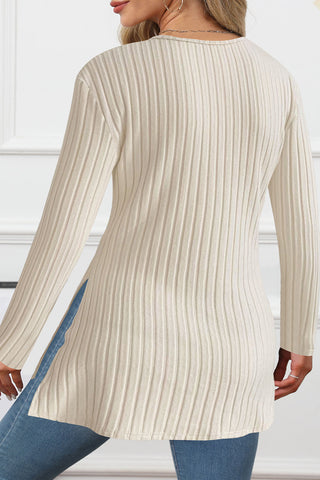 Ribbed V-Neck Sweater