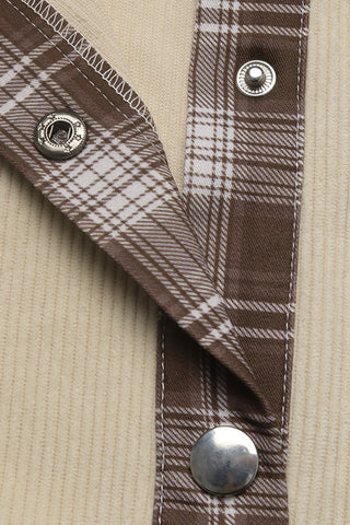 Casual Plaid Contrast Button-Up Jacket