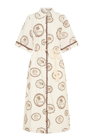 Paisley Print Button Midi Dress
