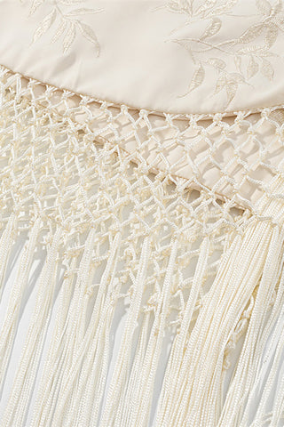 Patterned Fringe Maxi Skirt