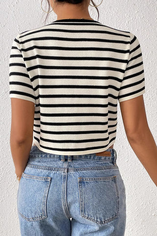 Striped Tie-Front Blouse