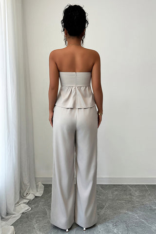 Strapless Wide-Leg Pants Set