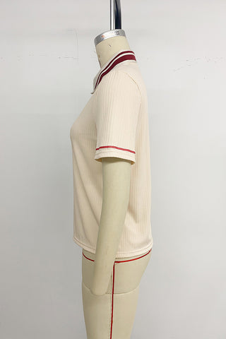 Striped Collar Polo T-Shirt