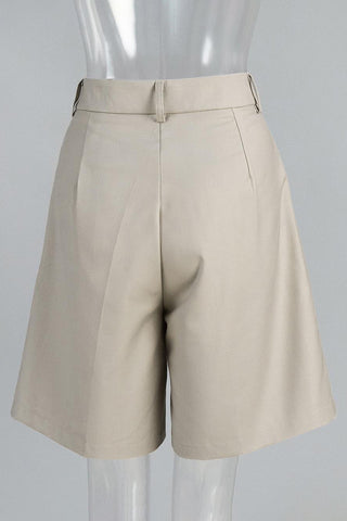 Pleated Wide-Leg Casual Shorts