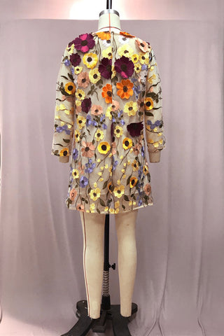 Floral Embroidered Casual Dress