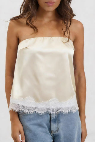 Strapless Lace-Trimmed Tank Top