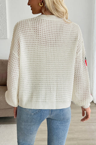 Strawberry-Pattern Knit Cardigan