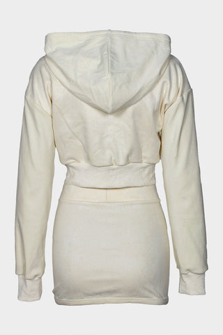 Zip-Up Cropped Hoodie and Skirt Set