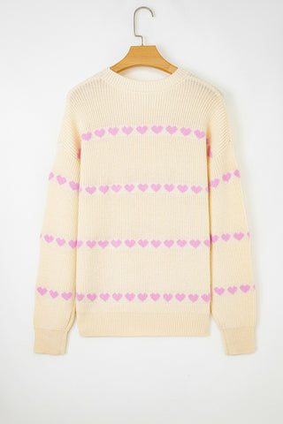 Heart Pattern Knit Sweater