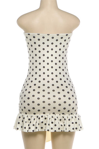 Strapless Polka Dot Casual Dress