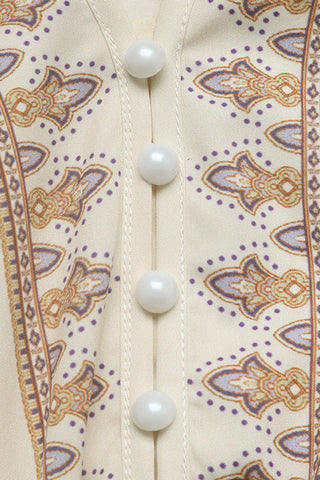 Belted Paisley Print Casual Dress